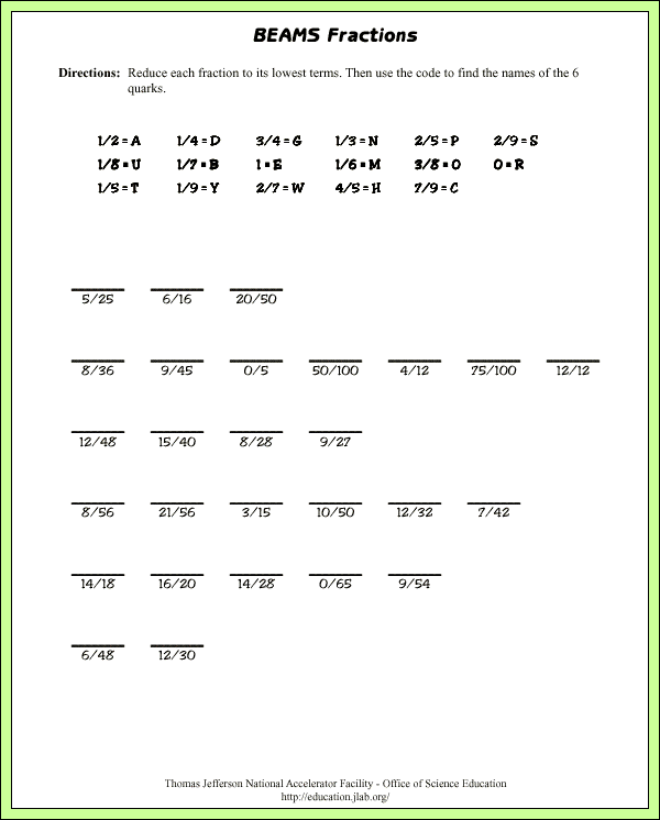 BEAMS Fractions - Lab Page - Puzzle
