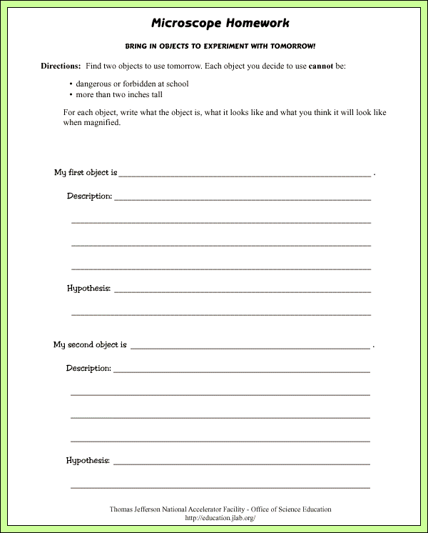 Microscopes - Lab Pages - Homework