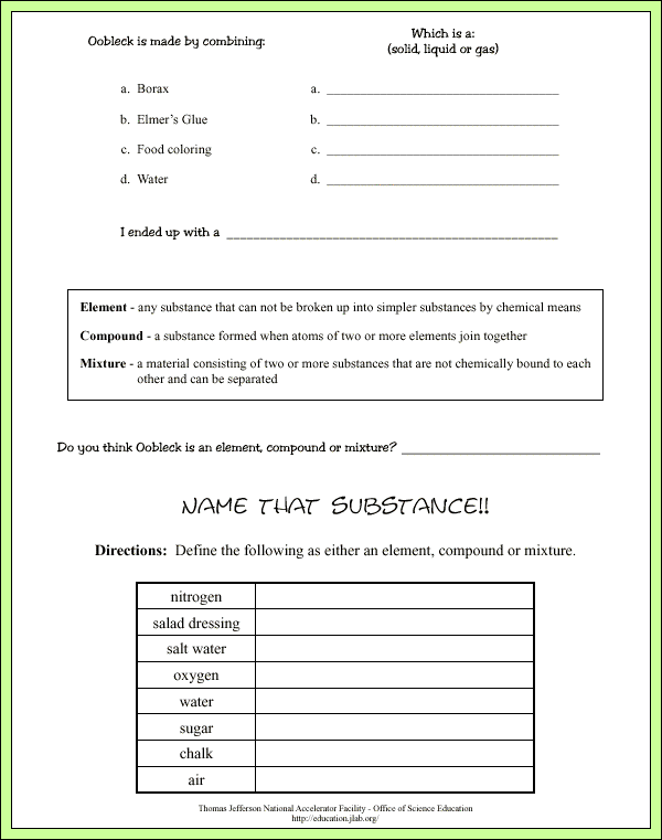 Oobleck - Lab Pages - Questions