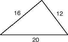 A triangle with sides of 20, 16 and 12.