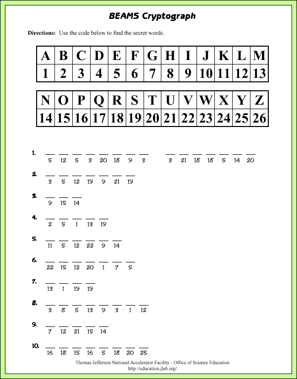 BEAMS Cryptograph - Lab Pages - Puzzle