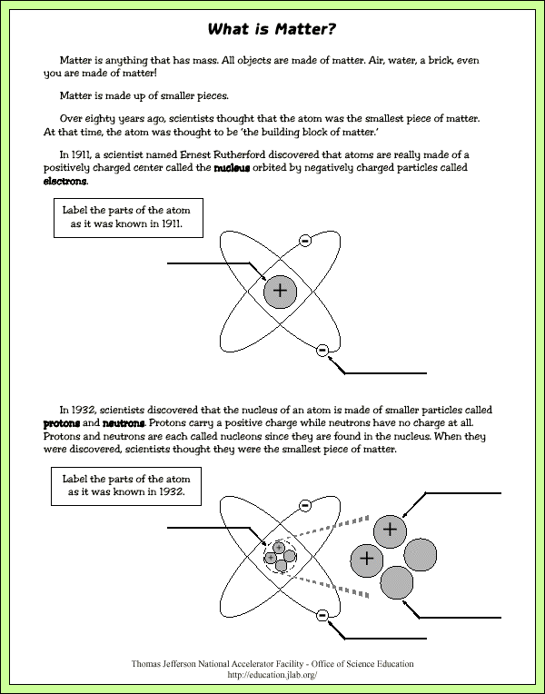 What is Matter? - Lab Pages - Questions