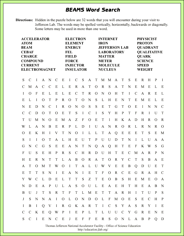 BEAMS Word Search - Lab Page - Puzzle