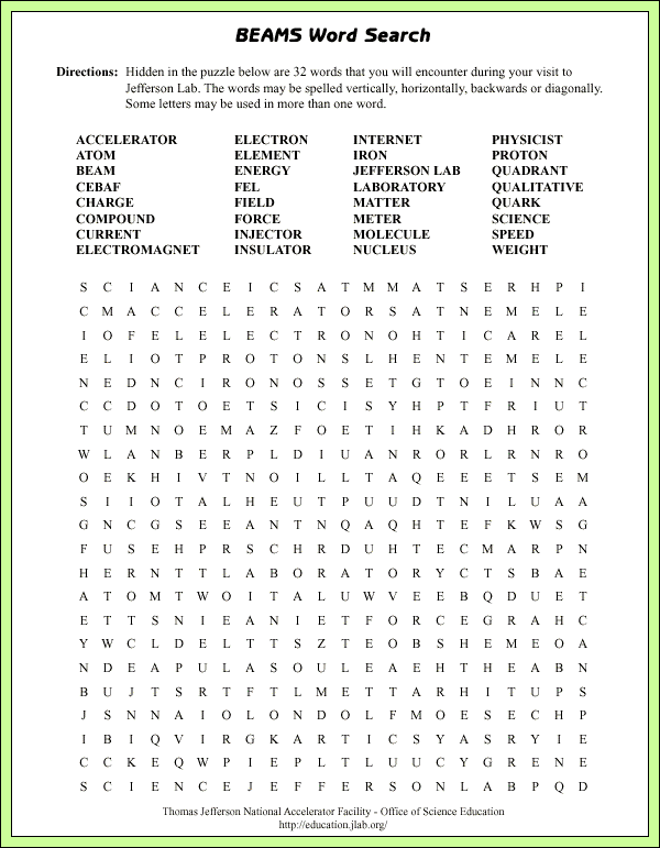 beams word search lab page puzzle