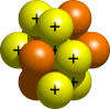 The nucleus of a nitrogen-14 atom.