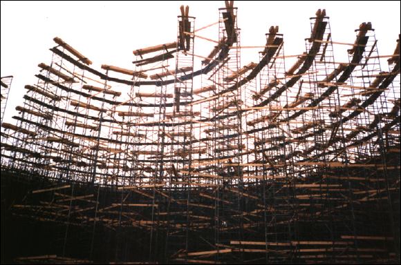 Experimental Hall A Dome Scaffolding - May 1991